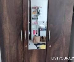 3 door wooden wardrobe with mirror