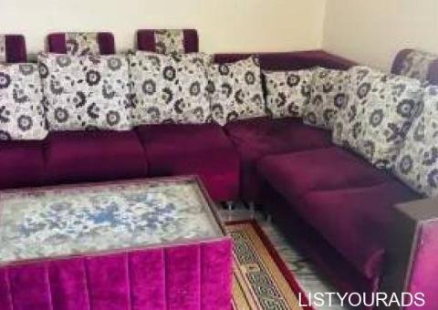 6 seater L type sofa with centre table