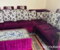 6 seater L type sofa with centre table